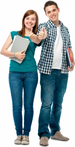 college students men and women smile full