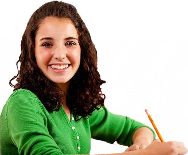 cute girl with green top smiling