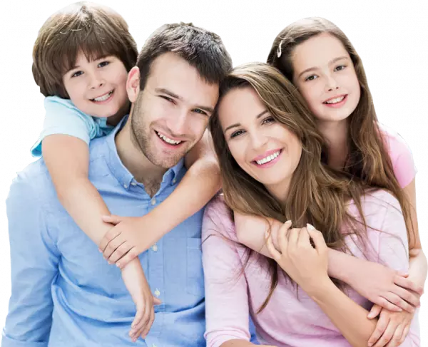family with cute boy and girl