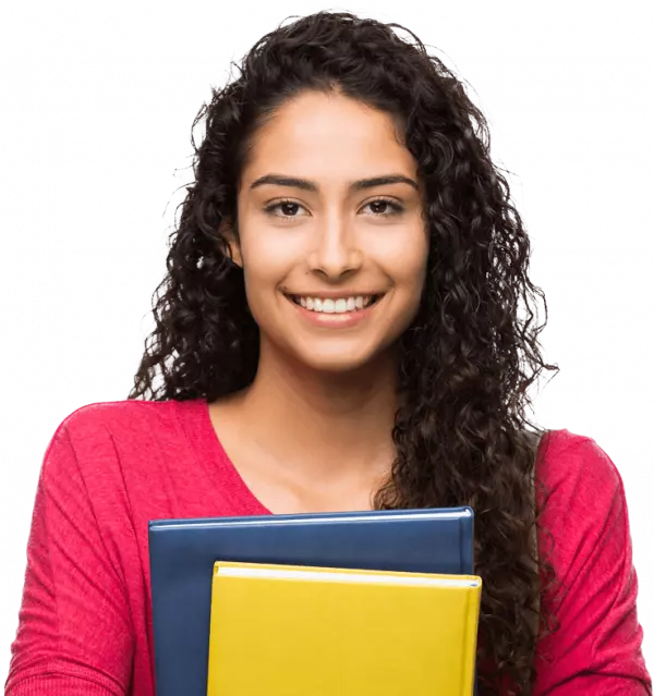 happy college girl with books smiling