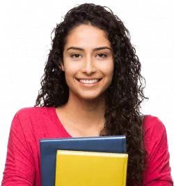 happy college girl with books smiling