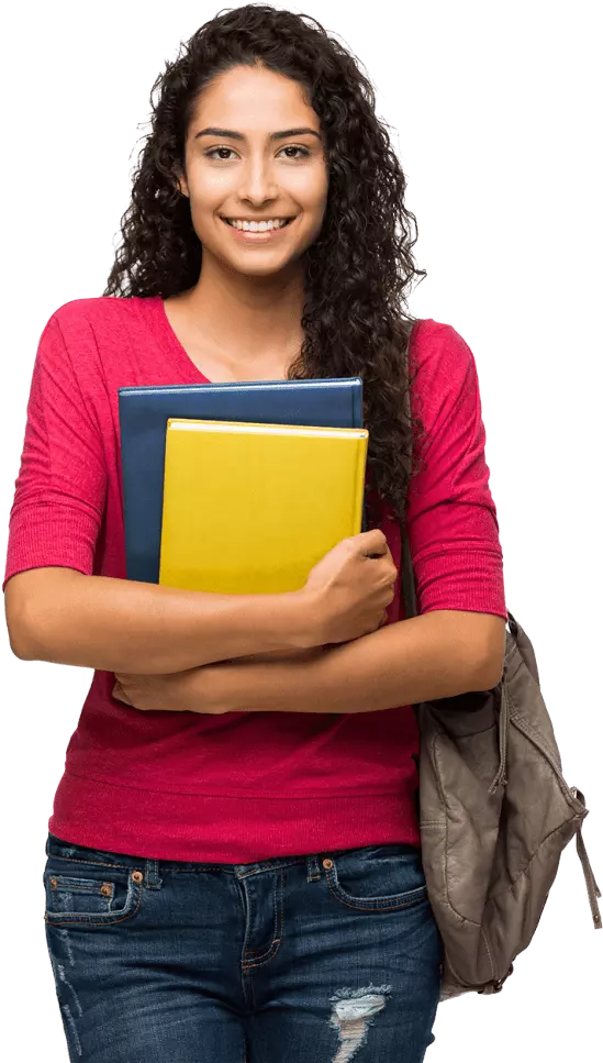 happy college girl with books smiling full size