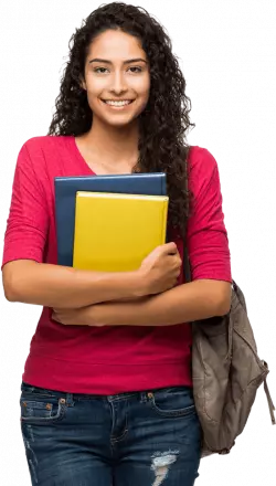 happy college girl with books smiling full size