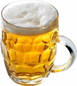 beer in glass from top