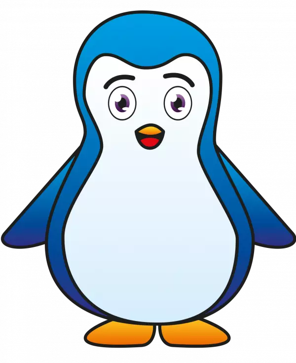 cute blue happy penguin smiles