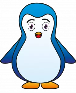 cute blue happy penguin smiles