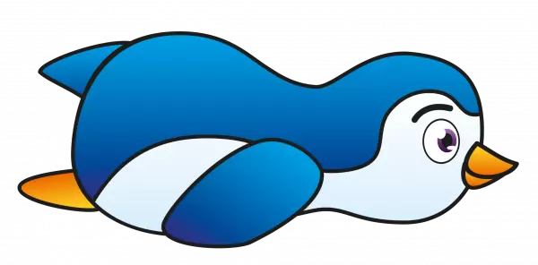 cute blue penguin swimming