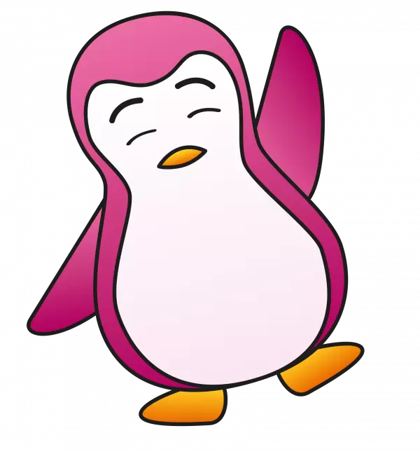 cute pink penguin says hi