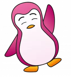 cute pink penguin says hi