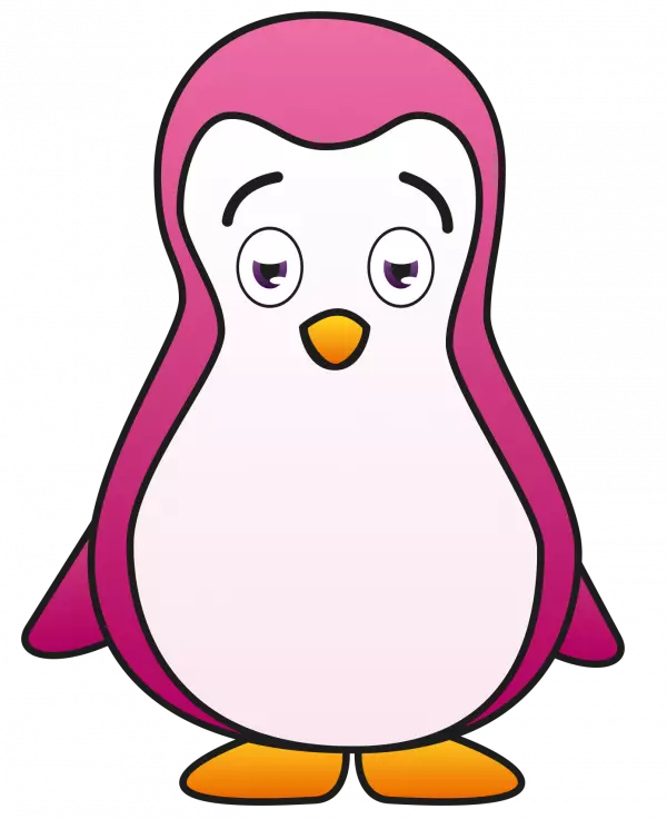 cute sad pink penguin standing
