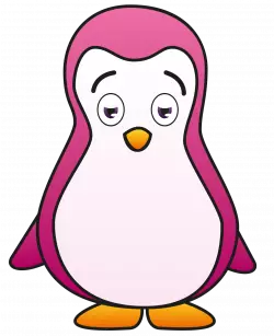 cute sad pink penguin standing