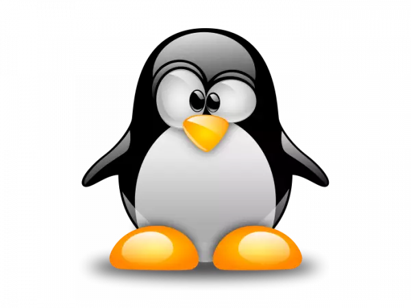 funny linux penguin with yellow legs