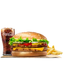 king whopper hamburger fries french burger with cola