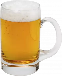 large glass of beer with foam