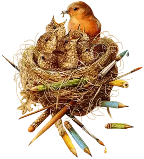 mother bird and kids in nest