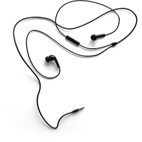 wired black earphones with buds
