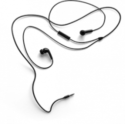 wired black earphones with buds