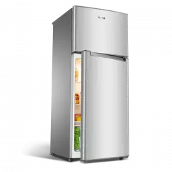 half-open silver top-mount refrigerator kitchen appliance png
