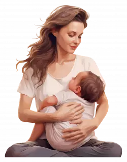 happy fair woman holding baby