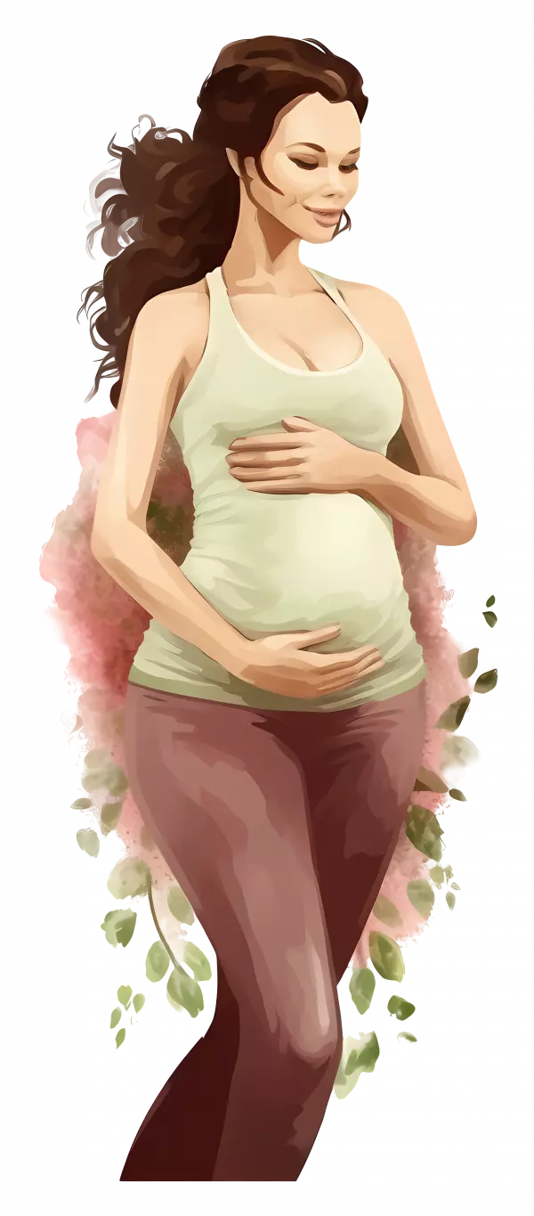 pregnant woman in leaf background
