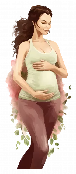 pregnant woman in leaf background