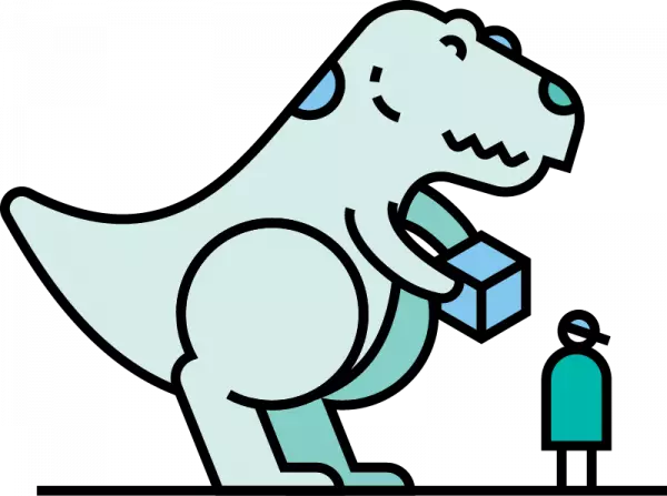 career illustration cute dinosaur helping to focus free png