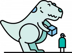 career illustration cute dinosaur helping to focus free png