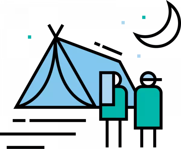 friends camping at night illustration free png
