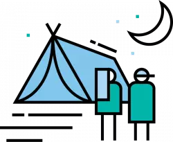 friends camping at night illustration free png