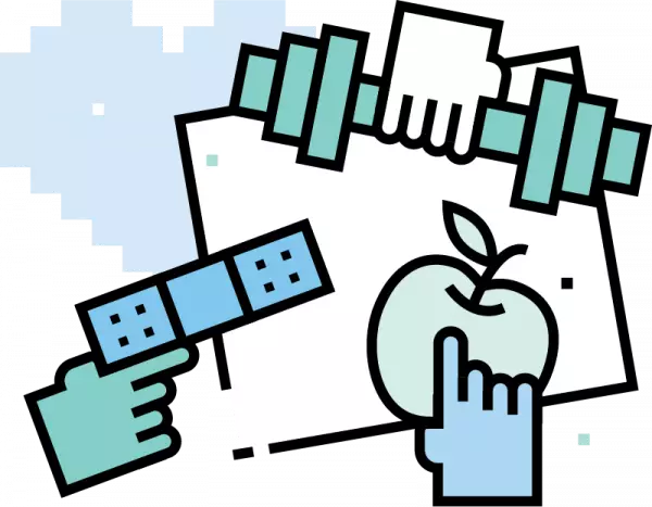 drawing of puzzle dumbell apple illustration for career page