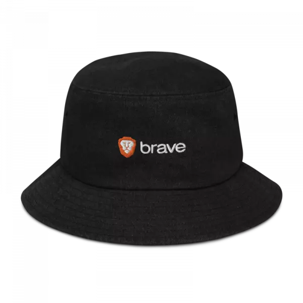 round black denim hat with brave branding