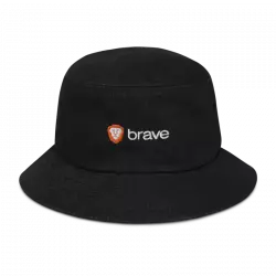 round black denim hat with brave branding