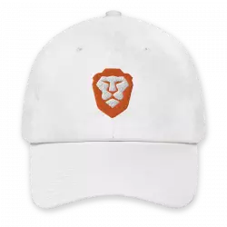 white cap with orange brave branding