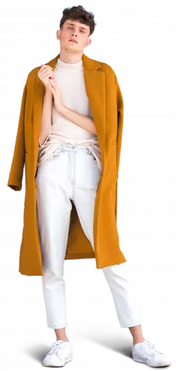 men fashion model wearing orange cloth jacket