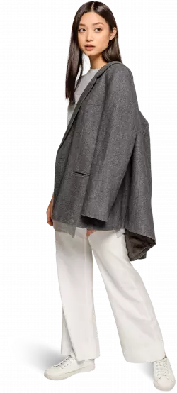 teen cute girl fashion model wearing overcoat or jacket