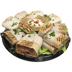 Burritos shawarma rolls black tray, Shawarma pita kebab mediterranean cuisine falafel