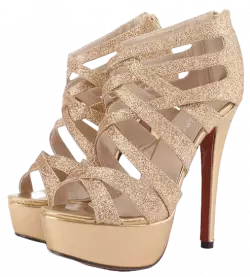 women fashion golden partywear sandal transparent png