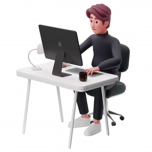 boy sitting and working on laptop and desktop free transparent png