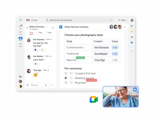 gmail chat dashboard with google meet transparent png