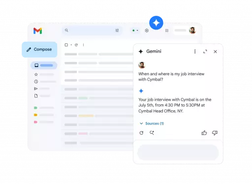 gmail dashboard screen with ai helps to write email