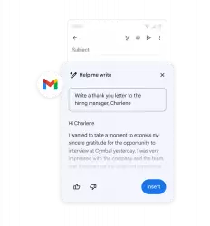 gmail dashboard screen with gemini helps writing