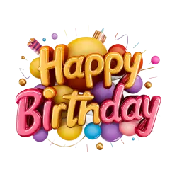 happy birthday illustration with full colorful balloons