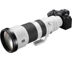 sony alpha camera with huge lens white color