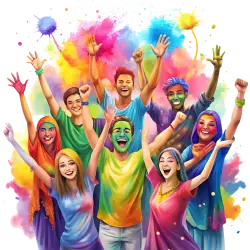 happy people celebrating holi free png