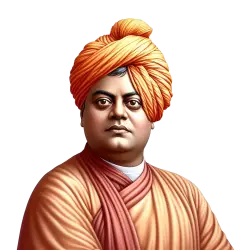 Swami Vivekananda portrait wearing orange turban isolated on transparent background