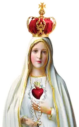 Our Lady of Fatima Virgin Mary wearing a royal crown isolated on transparent background
